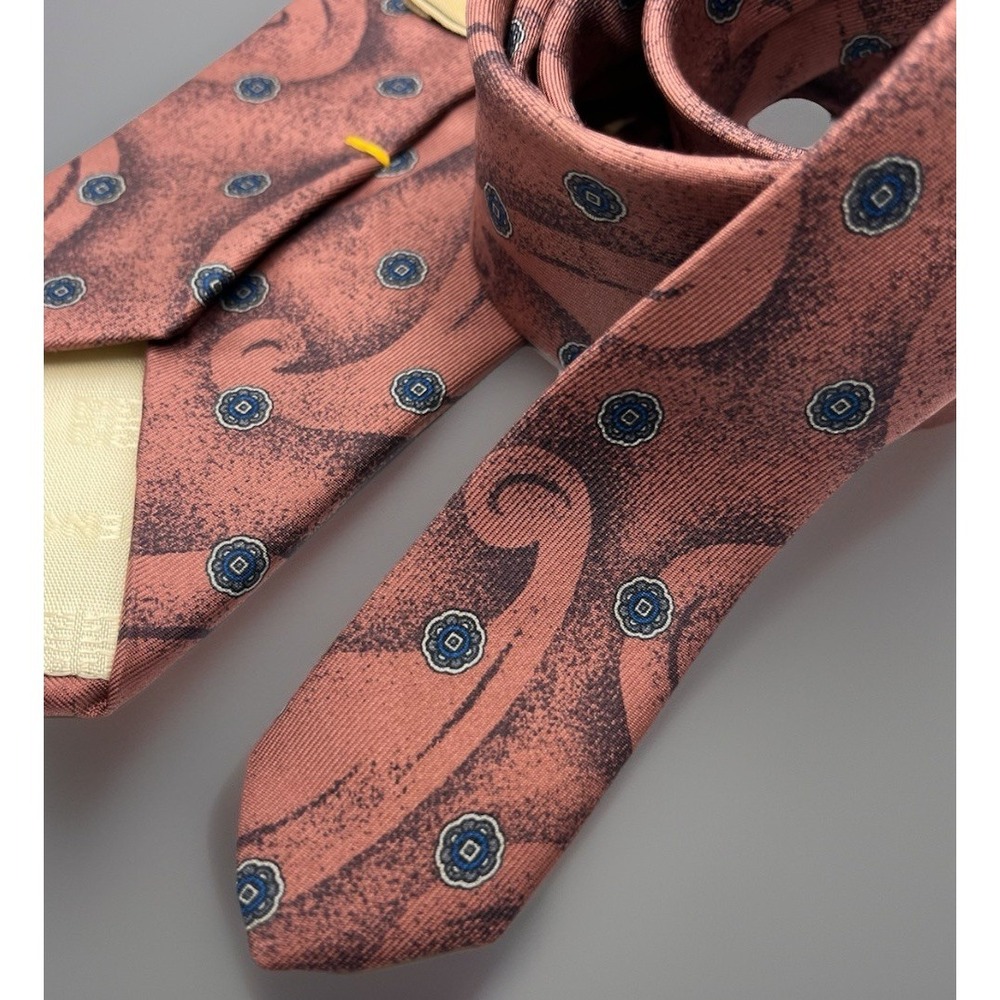 VTG Givenchy Monsieur Made In Italy Paisley Abstract Floral Silk Tie 60in Long - Picture 7 of 7